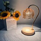 Lampe chauffe-bougie | Verre rétro et bois massif, 3 finitions