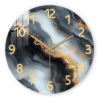 Horloge murale marbre bleu et or | Bois silencieux, 4 tailles