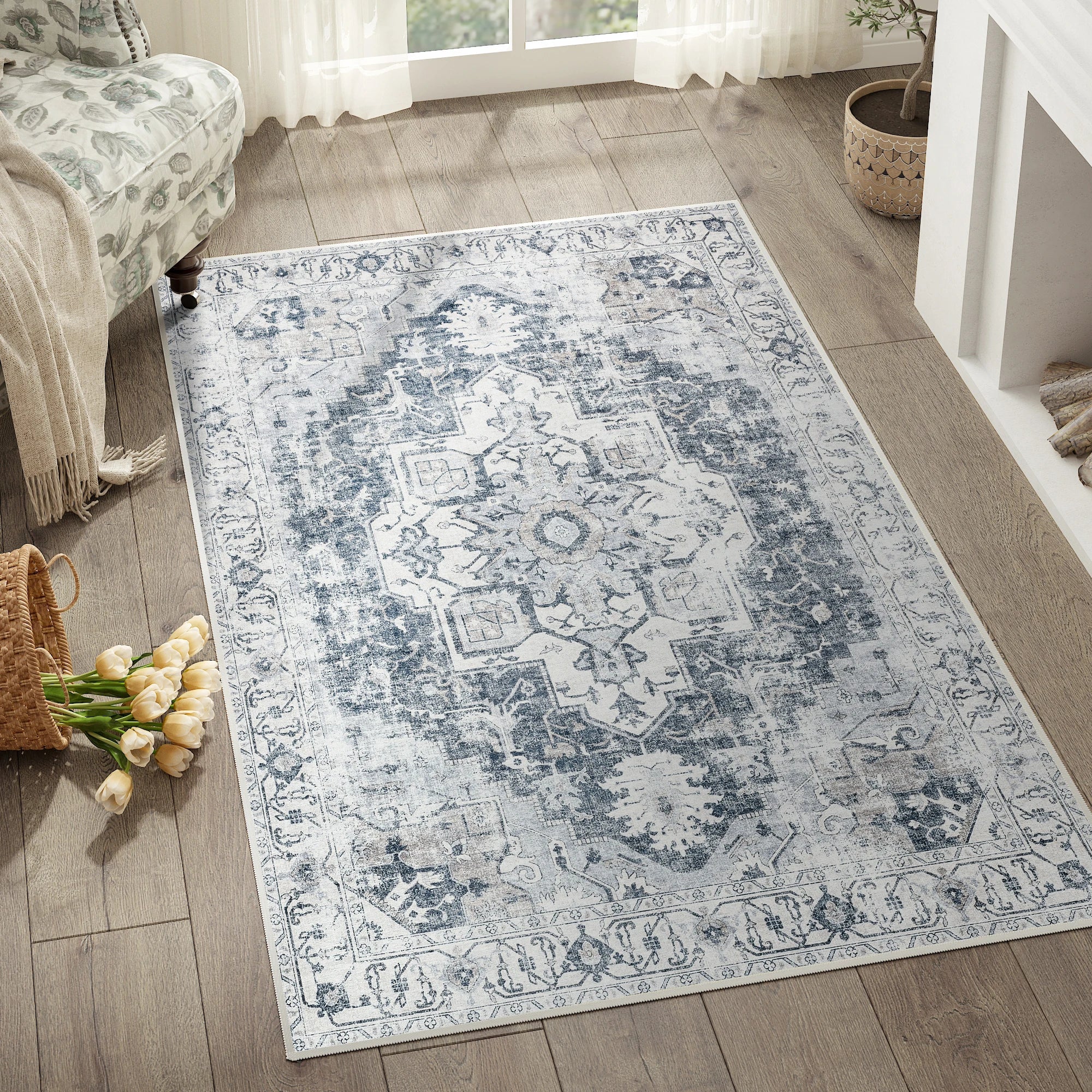 Tapis Heritage Medallion | Oriental antidérapant, 4 tailles