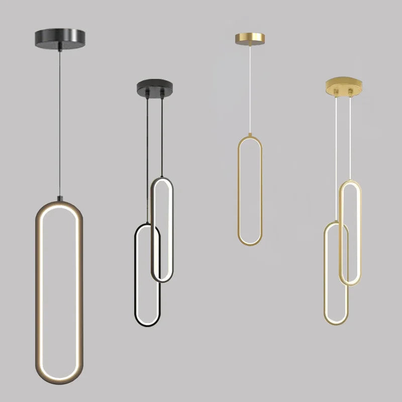 Suspension LED ovale | Dorée ou noire, 1 ou 2 têtes