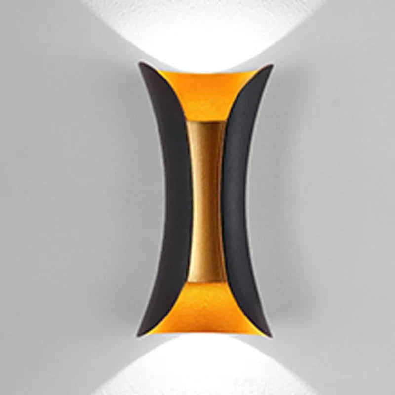 Applique murale LED noire et dorée | IP65, 10 W, haut et bas