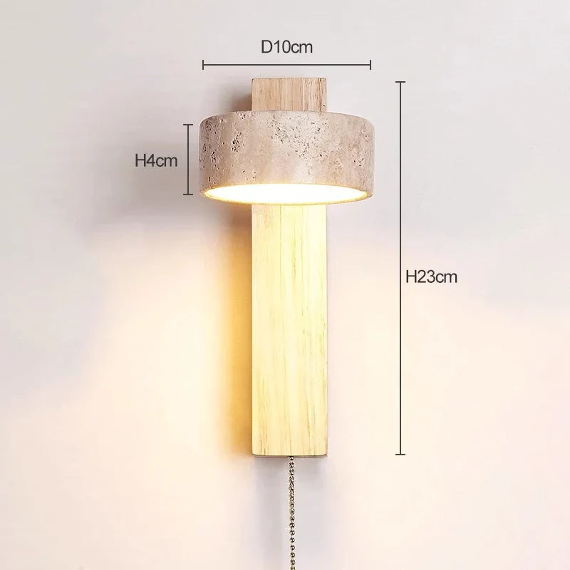Applique Éclat | Tête de lit wabi-sabi en bois et travertin