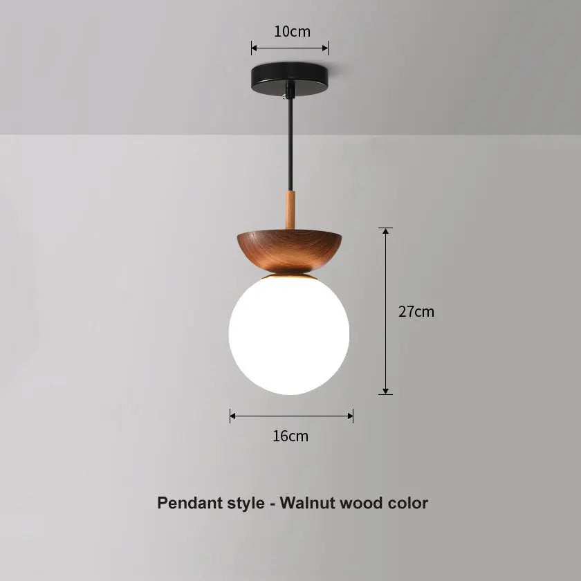 Luminaire boule de verre nordique | Bois ou noyer