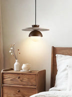 Suspension Denmark | Lustre LED en noyer et pierre, Ø 30 cm