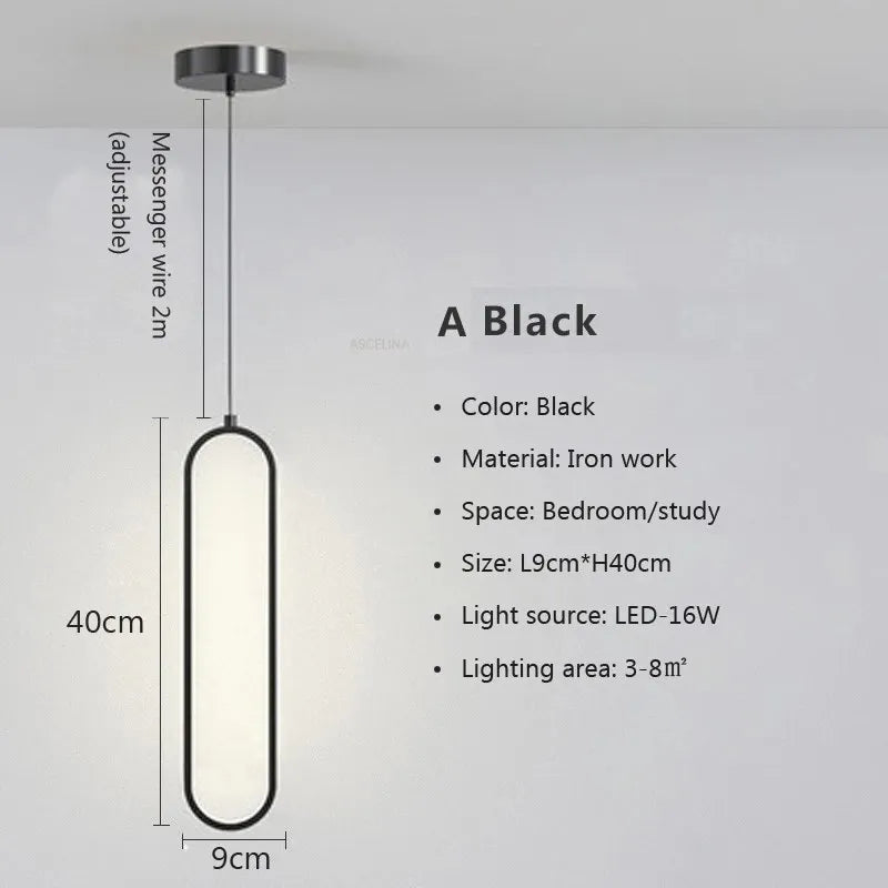 Suspension LED ovale | Dorée ou noire, 1 ou 2 têtes