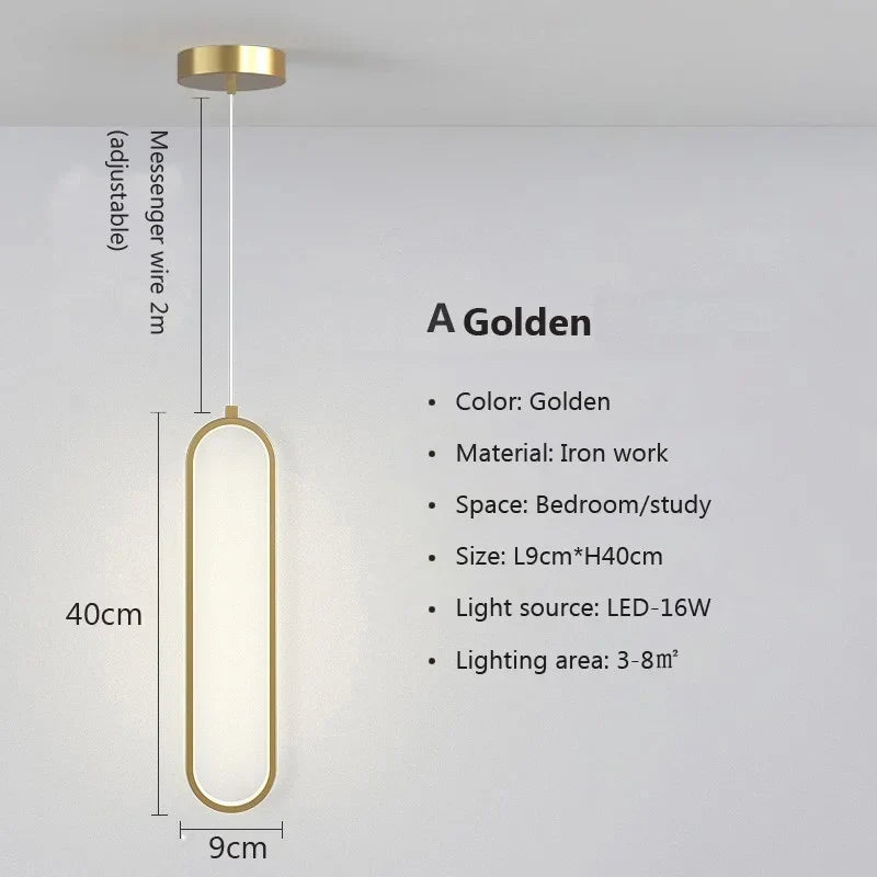 Suspension LED ovale | Dorée ou noire, 1 ou 2 têtes