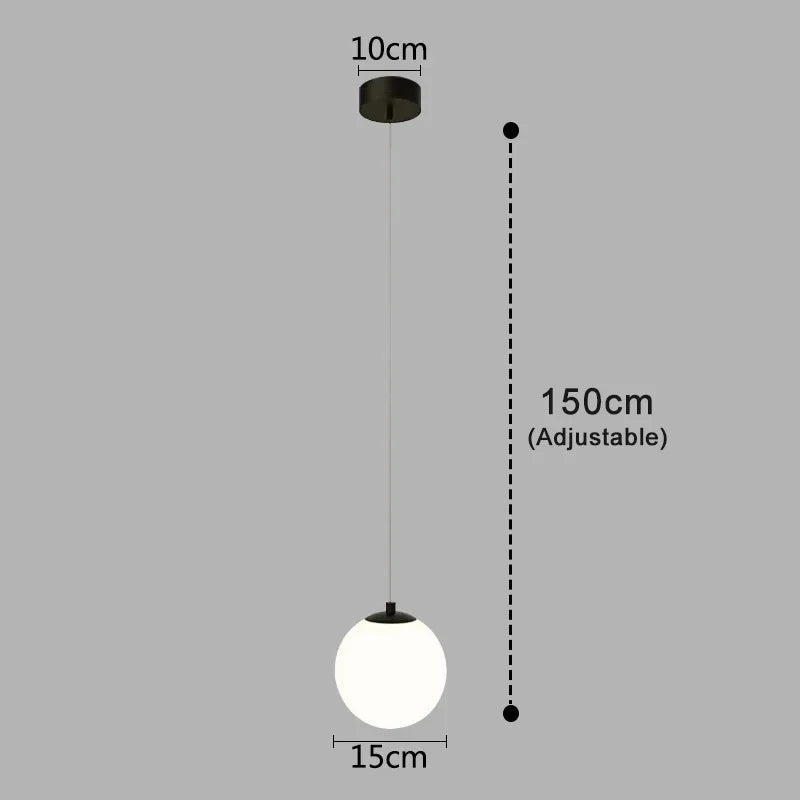 Suspension Luna | Globe en verre opalin, 1 ou 2 têtes