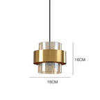 Suspension en verre fumé | Cylindre nordique cerclé de laiton