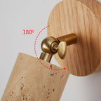 Applique Huangdong | Travertin et bois, esprit wabi-sabi