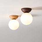 Luminaire boule de verre nordique | Bois ou noyer