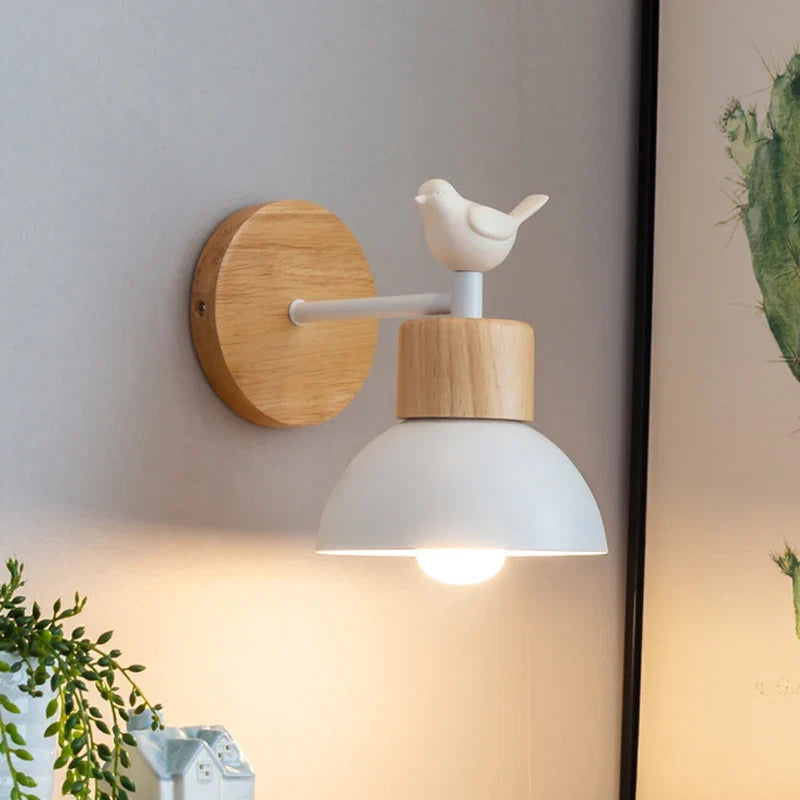 Applique nordique Oiseau en bois | LED E27 incluse, 2 finitions