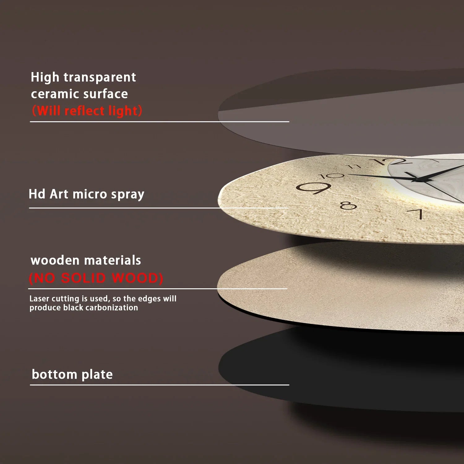TempoStone | Horloge murale quartz silencieux, 3 tailles