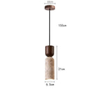 Suspension Wabi-Sabi travertin et bois | Ø 6,5 cm