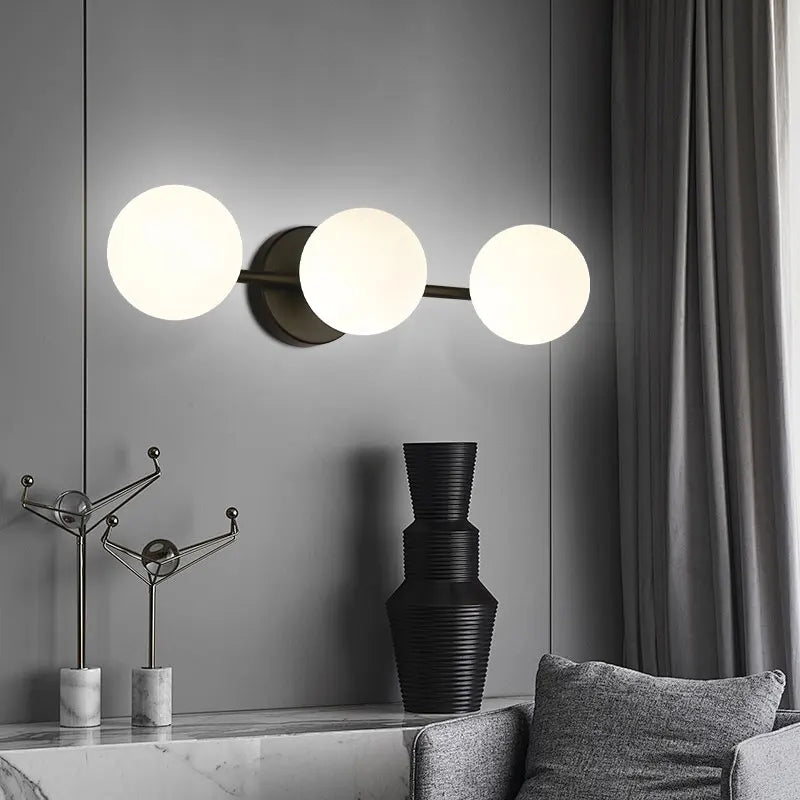 Applique nordique triple globe | Verre dépoli, 51 cm