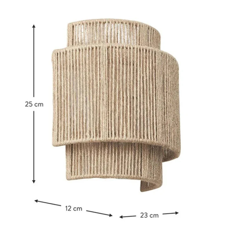 RattanGlow | Applique murale en rotin tressé main, 25 cm