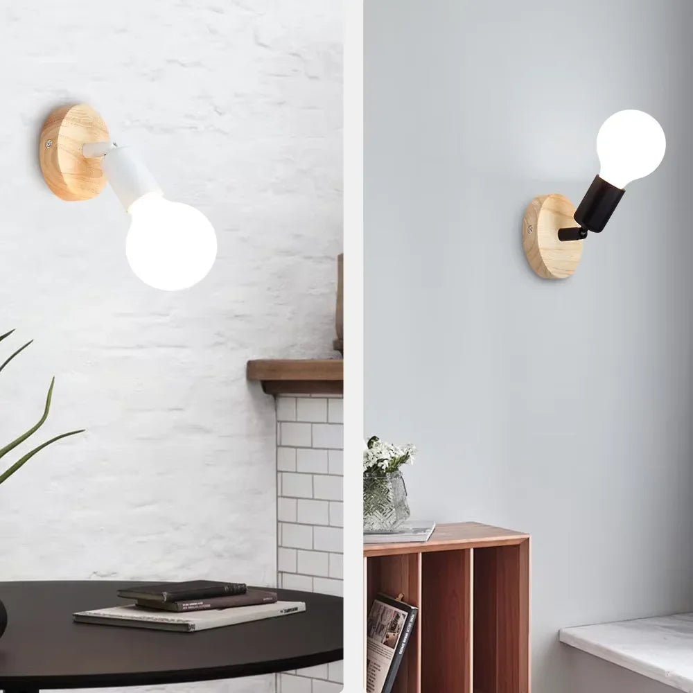 Applique murale rétro | Bois et métal, orientable 180°