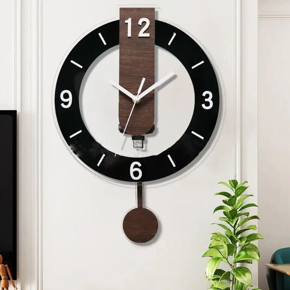 Horloge murale à balancier minimaliste | Acrylique et bois