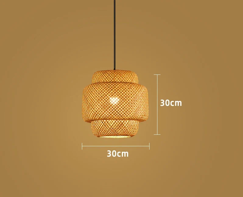Suspension en bambou et rotin tressé main | Ø 30 cm