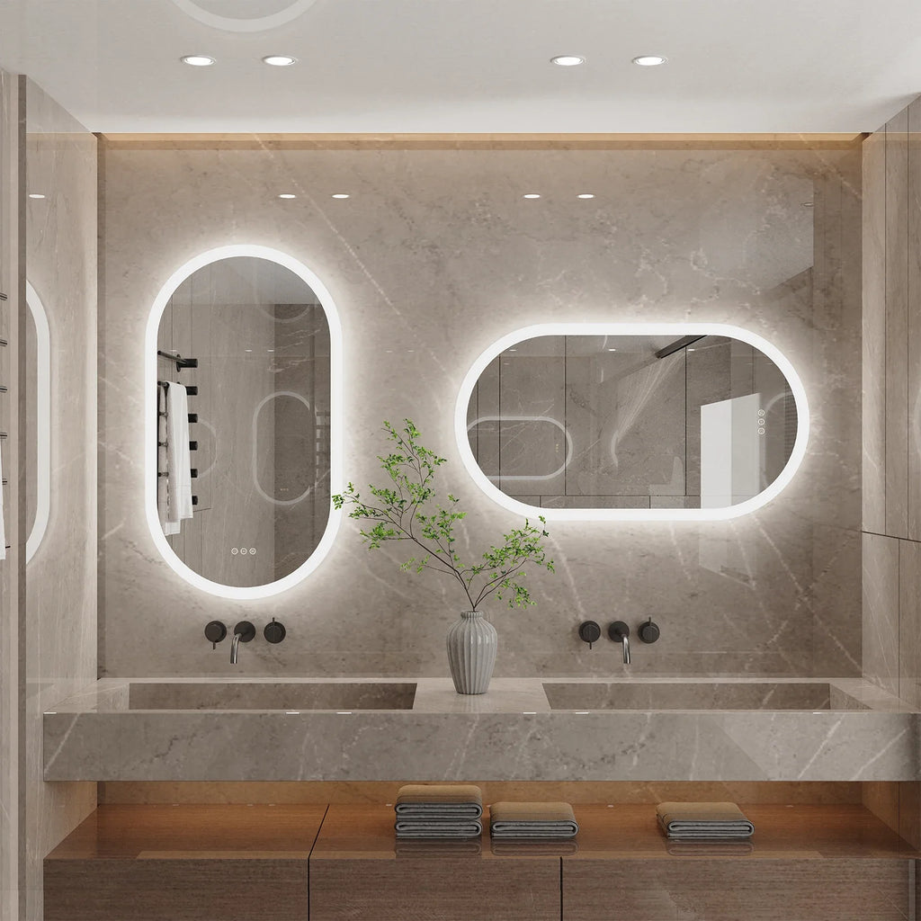 LumoOval | Miroir LED ovale anti-buée, 3 tailles