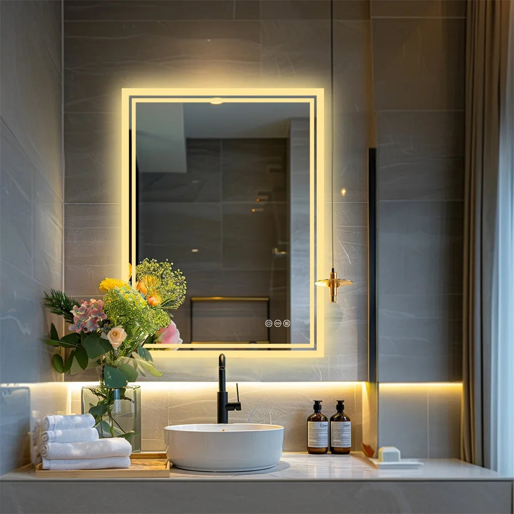 LuvoGlow | Miroir LED sans cadre anti-buée, 3 tailles