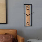 Horloge murale rectangulaire 30 × 11 cm | Bois et métal fin