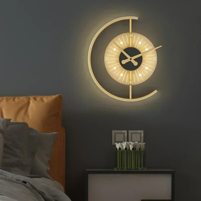 Applique horloge Lunaris | Applique LED et horloge murale
