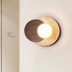 Applique murale Wabi-Sabi | Pierre naturelle, bois et verre dépoli