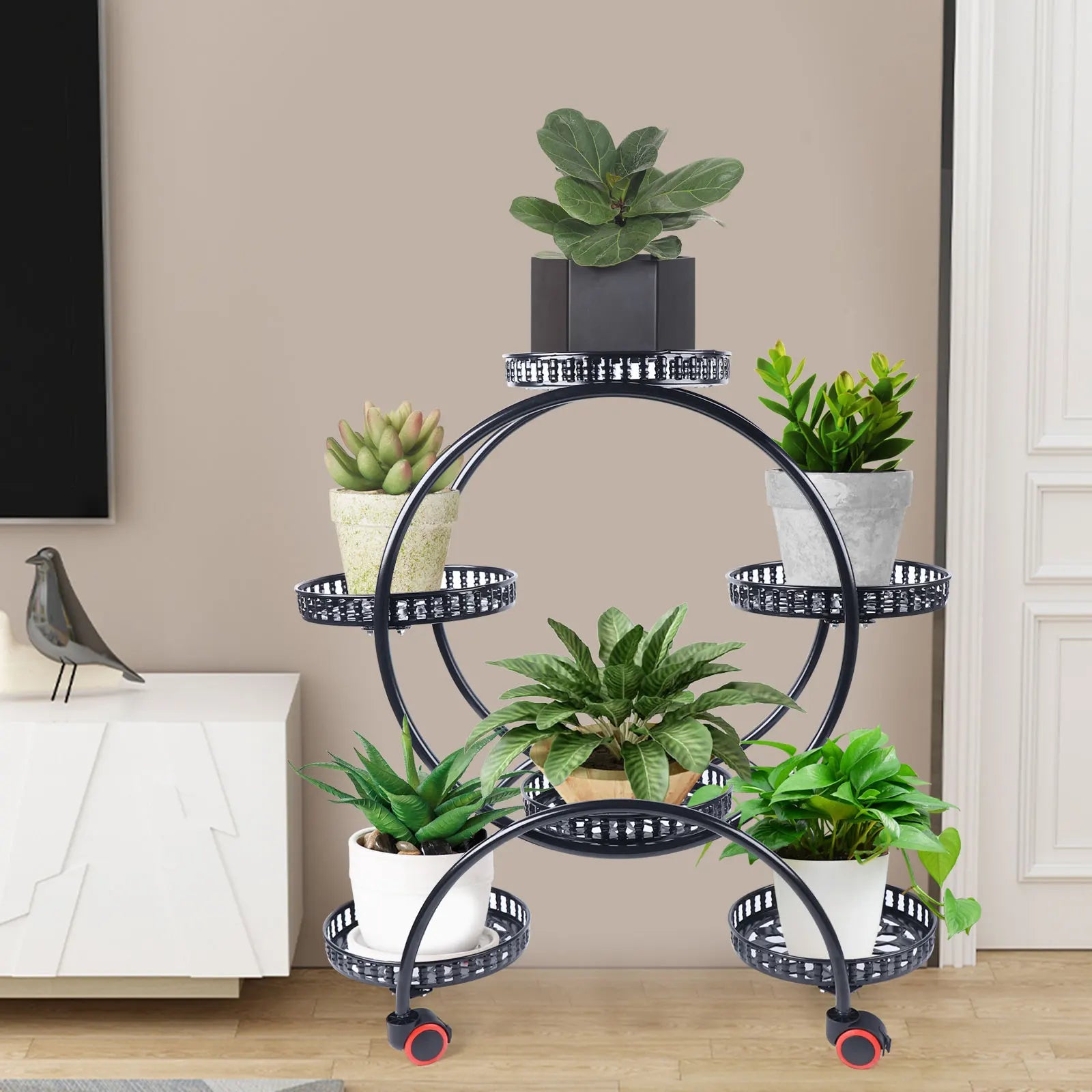 Support à plantes en métal à roulettes | 6 niveaux, 73 cm