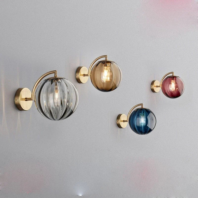 Applique boule de verre | Laiton et verre teinté, 4 coloris