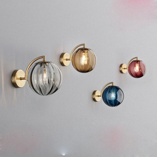 Applique boule de verre | Laiton et verre teinté, 4 coloris