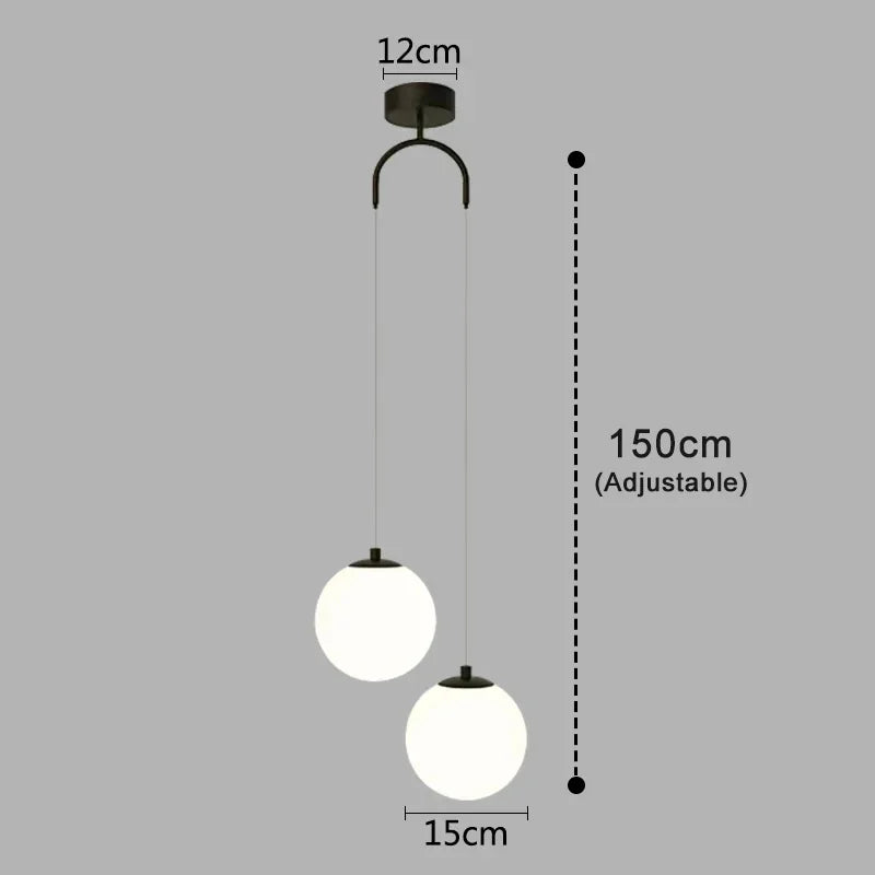 Suspension Luna | Globe en verre opalin, 1 ou 2 têtes