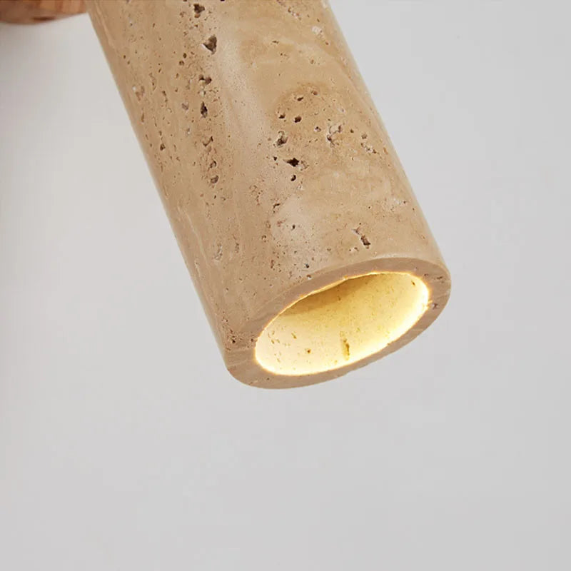 Applique Huangdong | Travertin et bois, esprit wabi-sabi
