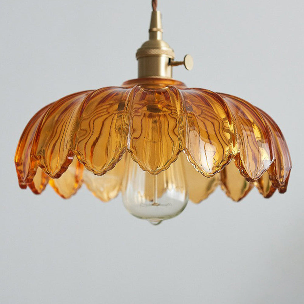 Suspension fleur vintage | Verre coloré et laiton, Ø 25 cm