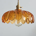 Suspension fleur vintage | Verre coloré et laiton, Ø 25 cm