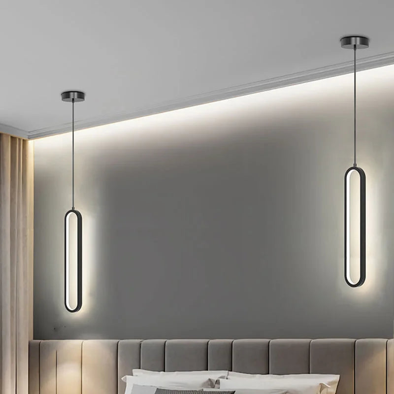 Suspension LED ovale | Dorée ou noire, 1 ou 2 têtes