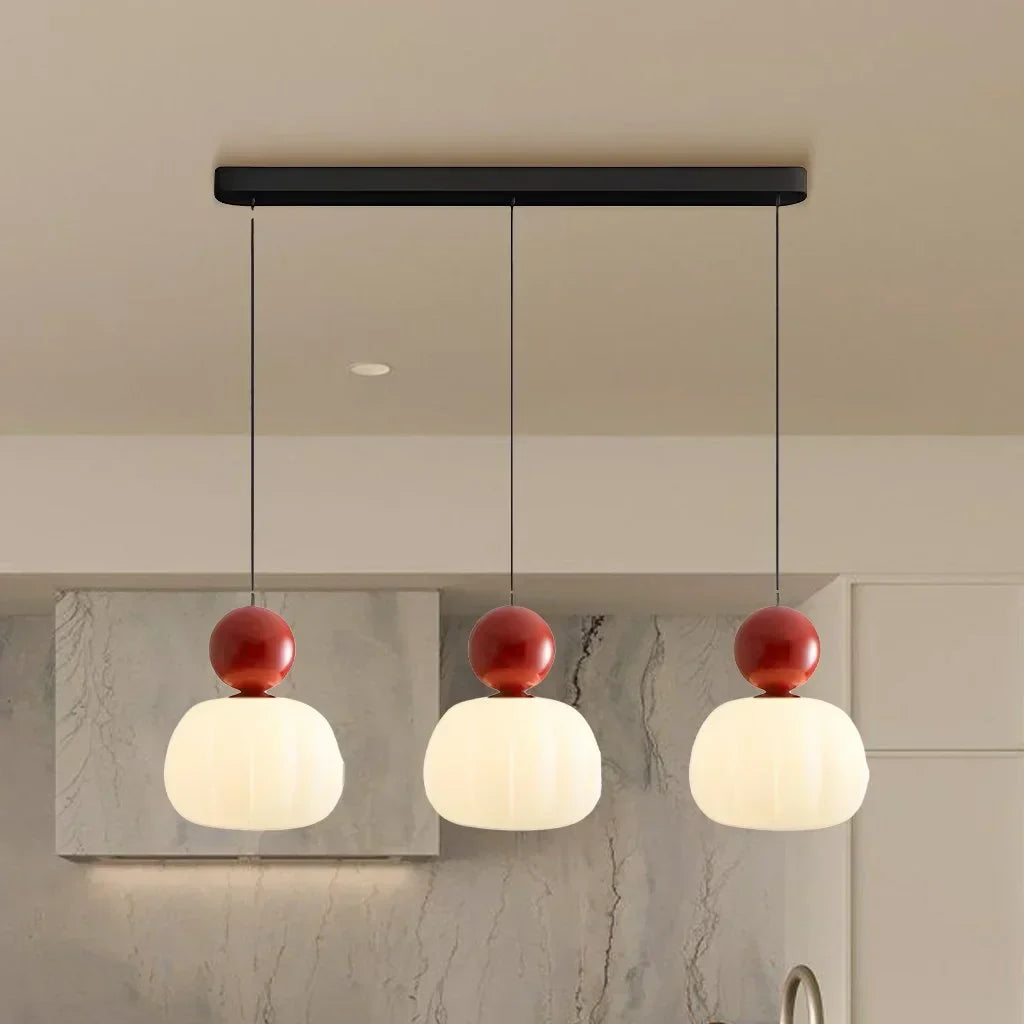 Suspension nordique citrouille | Verre et métal, 1 ou 3 têtes
