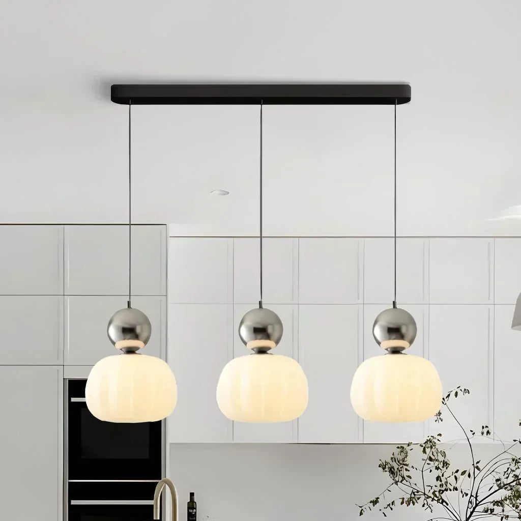 Suspension nordique citrouille | Verre et métal, 1 ou 3 têtes