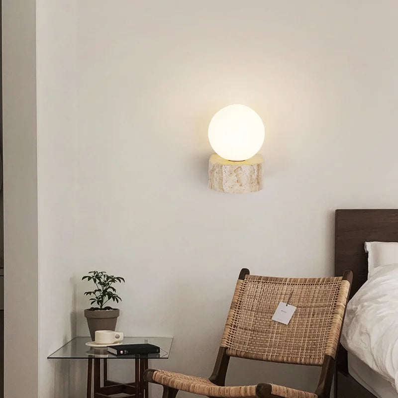 Applique en travertin | Design LED japonais, ampoule G9 incluse