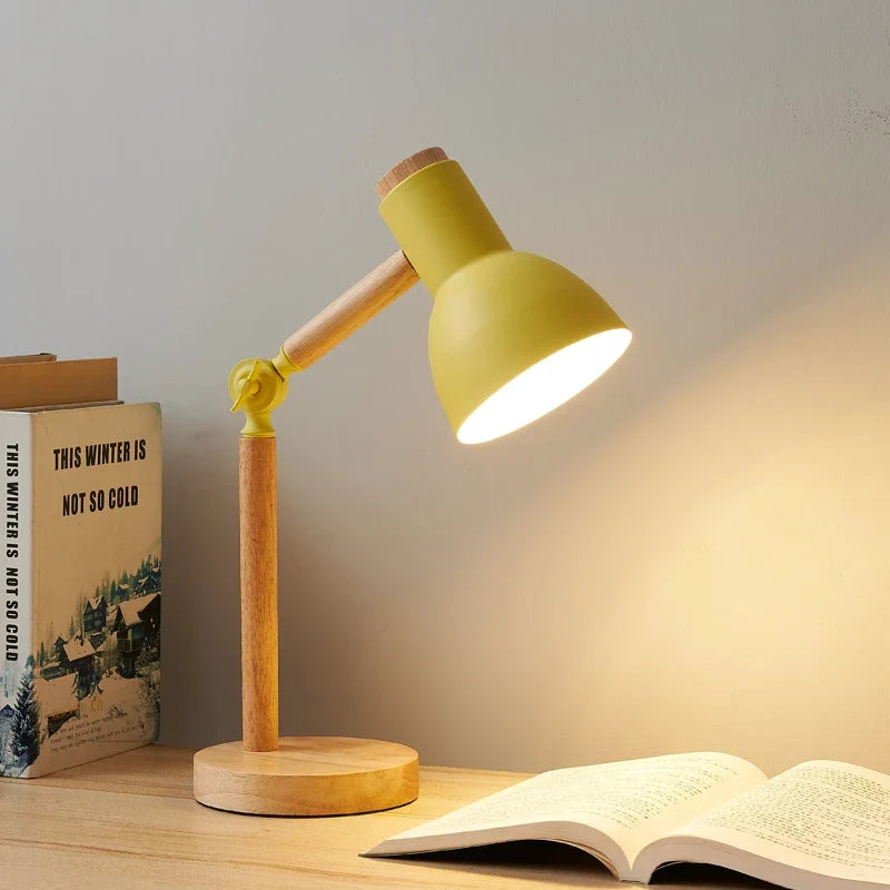 Lampe de bureau nordique en bois | Tête réglable, 45 cm