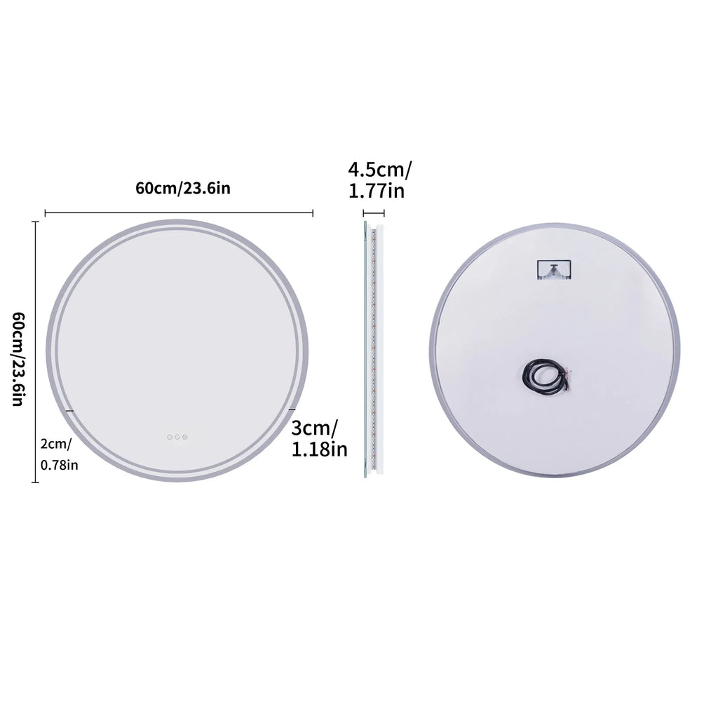 LuvoRound | Miroir LED rond anti-buée, Ø60 ou Ø80 cm