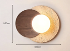 Applique murale Wabi-Sabi | Pierre naturelle, bois et verre dépoli