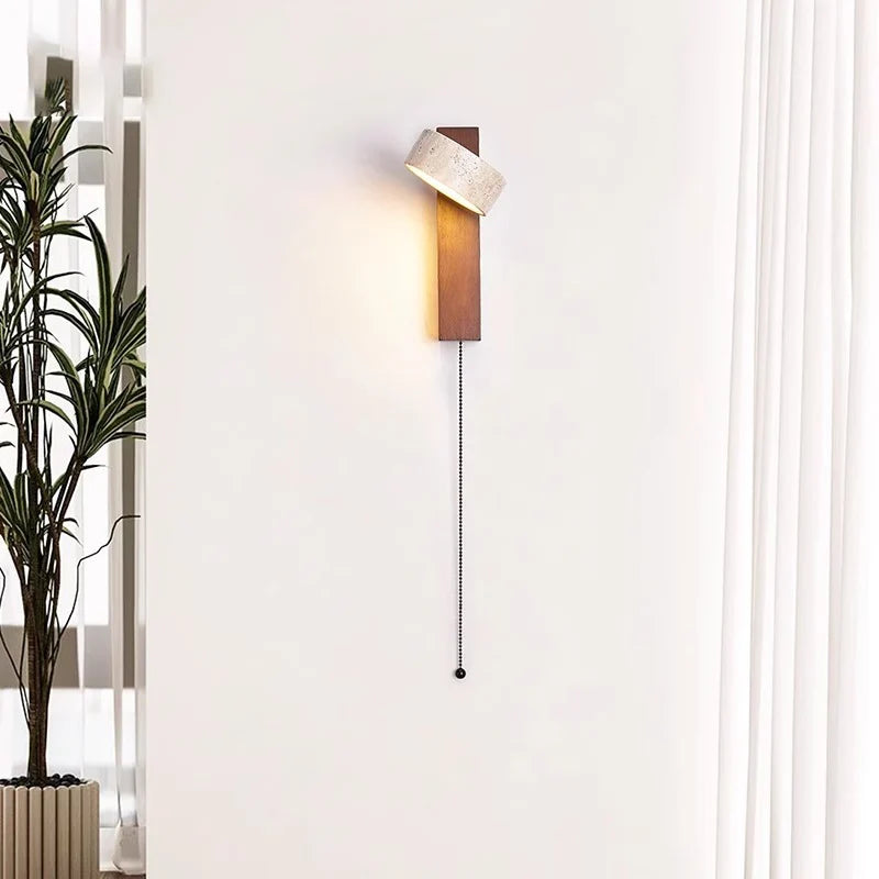 Applique Éclat | Tête de lit wabi-sabi en bois et travertin