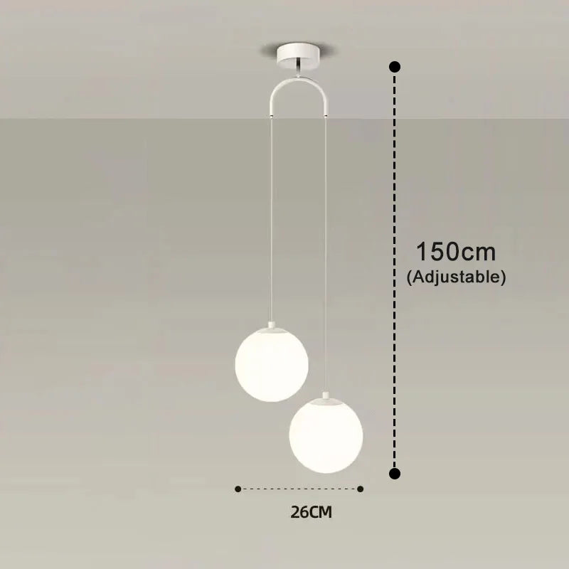Suspension Luna | Globe en verre opalin, 1 ou 2 têtes