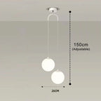 Suspension Luna | Globe en verre opalin, 1 ou 2 têtes