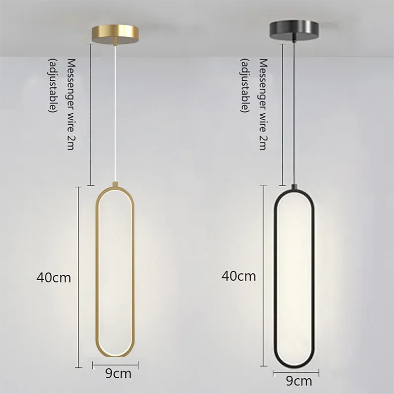 Suspension LED ovale | Dorée ou noire, 1 ou 2 têtes