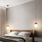 Luminaire boule de verre nordique | Bois ou noyer