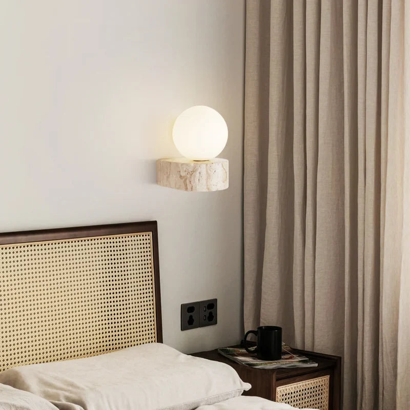 Applique en travertin | Design LED japonais, ampoule G9 incluse