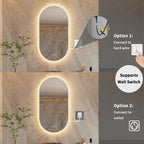 LumoOval | Miroir LED ovale anti-buée, 3 tailles