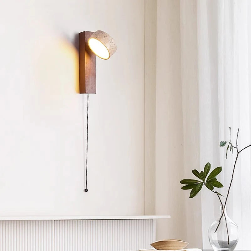 Applique Éclat | Tête de lit wabi-sabi en bois et travertin