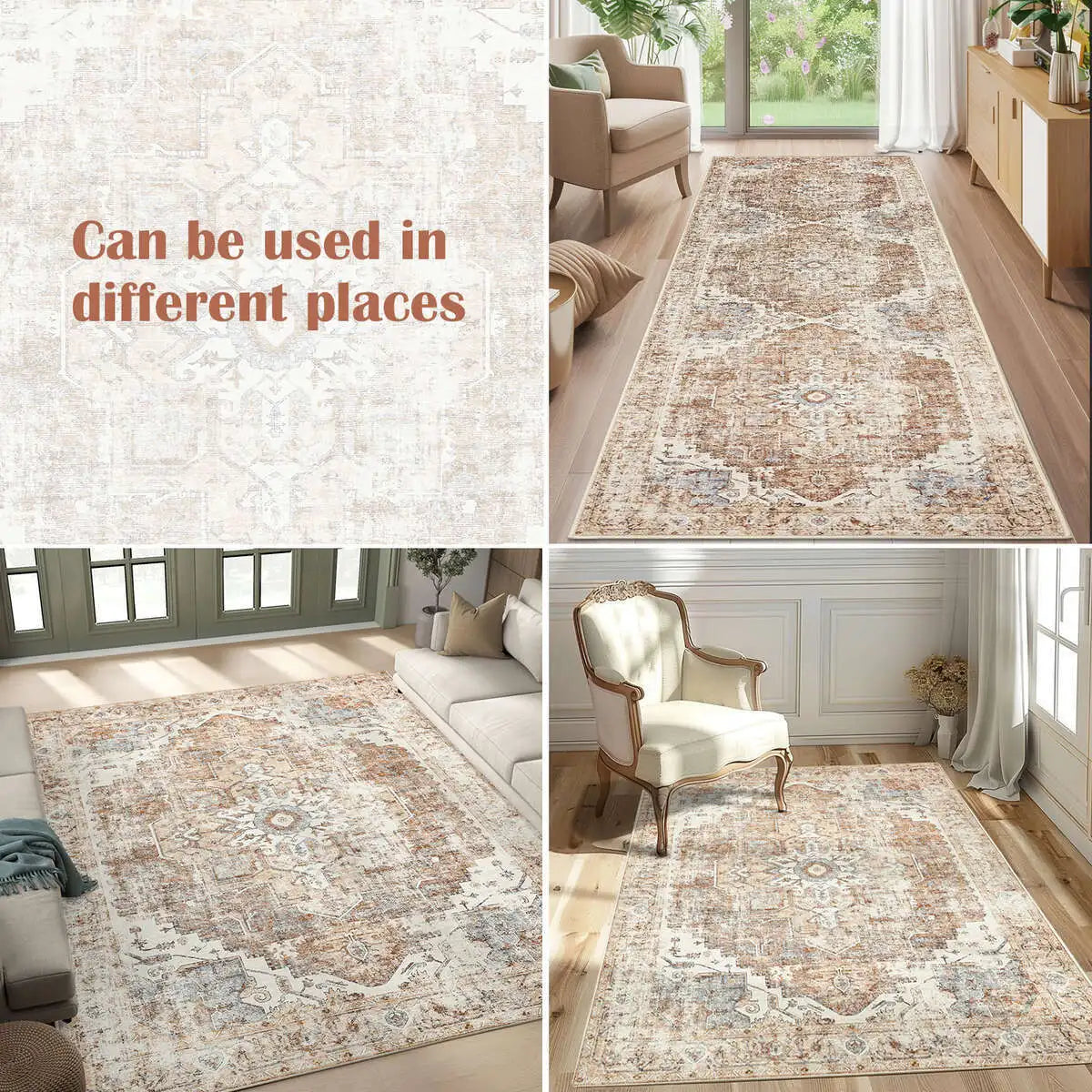 Tapis Heritage Medallion | Oriental antidérapant, 4 tailles
